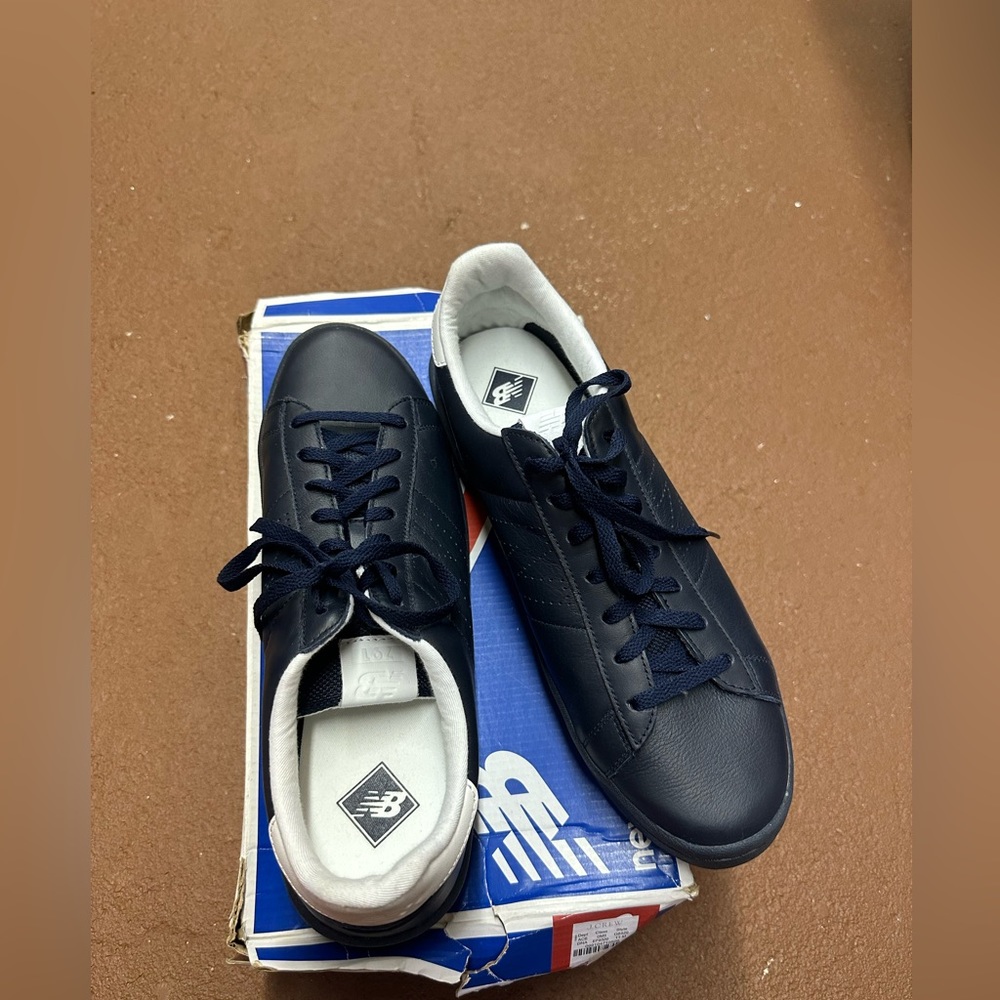 New Balance x J.Crew Navy Leather Sneakers